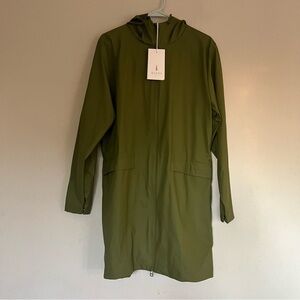 Rains Olive Green Hooded Raincoat